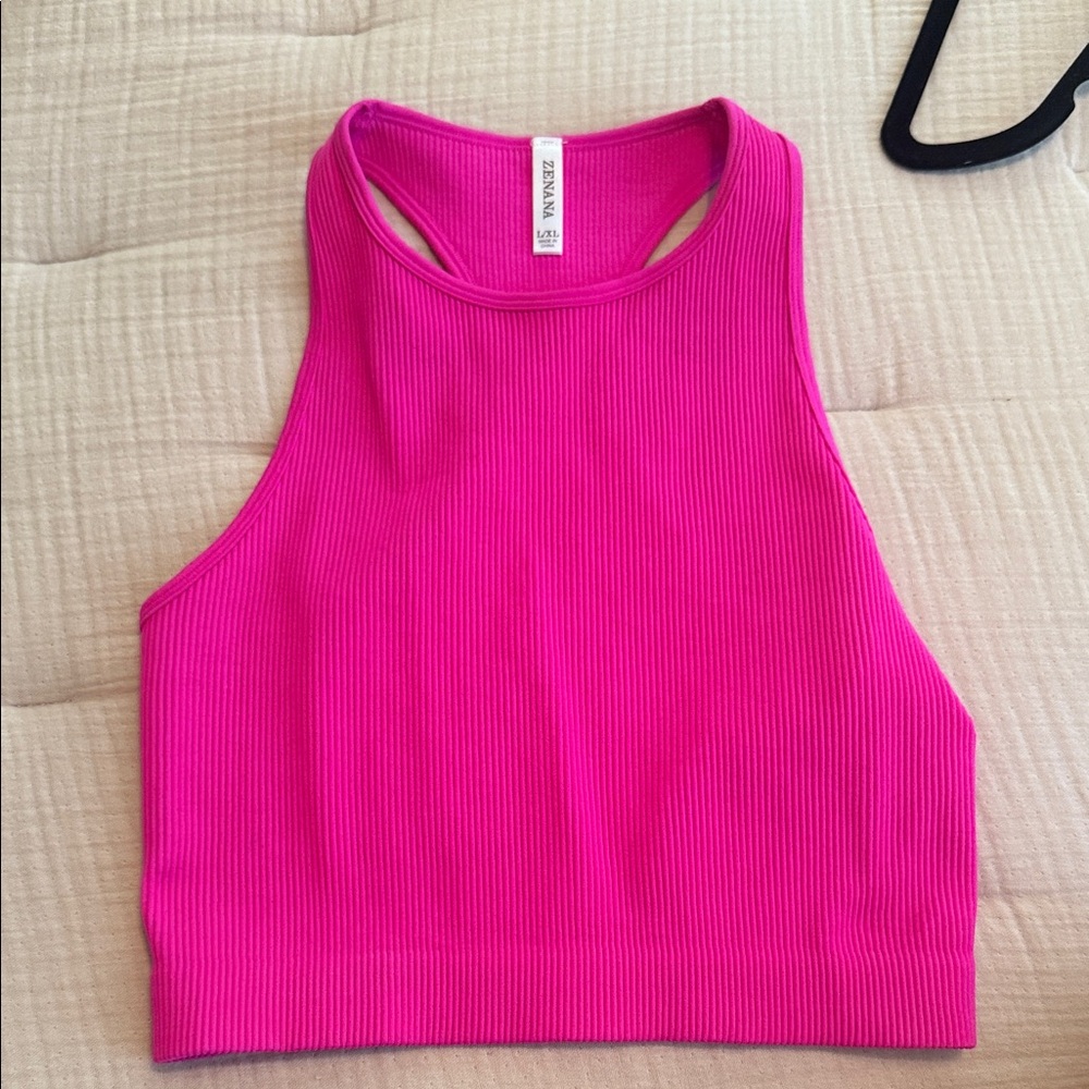 Zenana Fuchsia Ribbed Tank Top